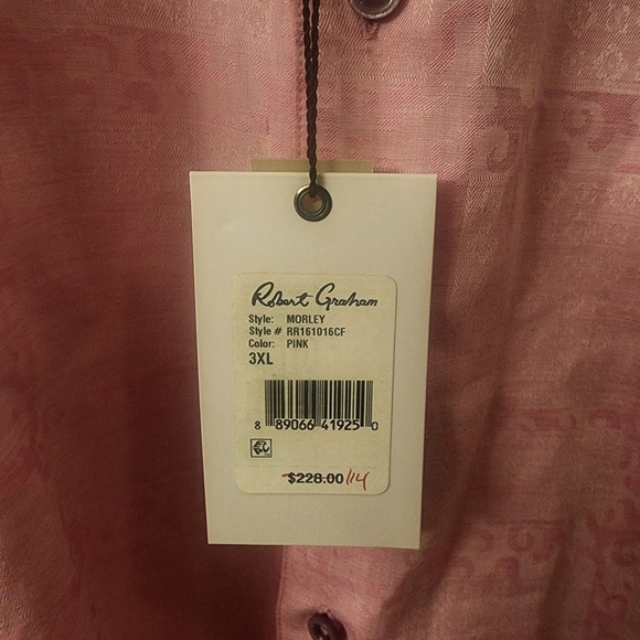 NWT Robert Graham Pink Morley Linen Blend Button Down Shirt Mens 3XL - Picture 6 of 10